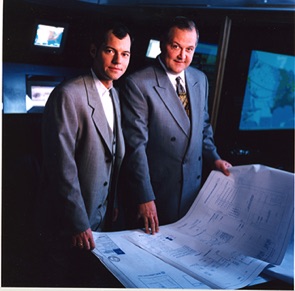 Kyle Bacon and Dave Koch reviewing colocation expansion plans